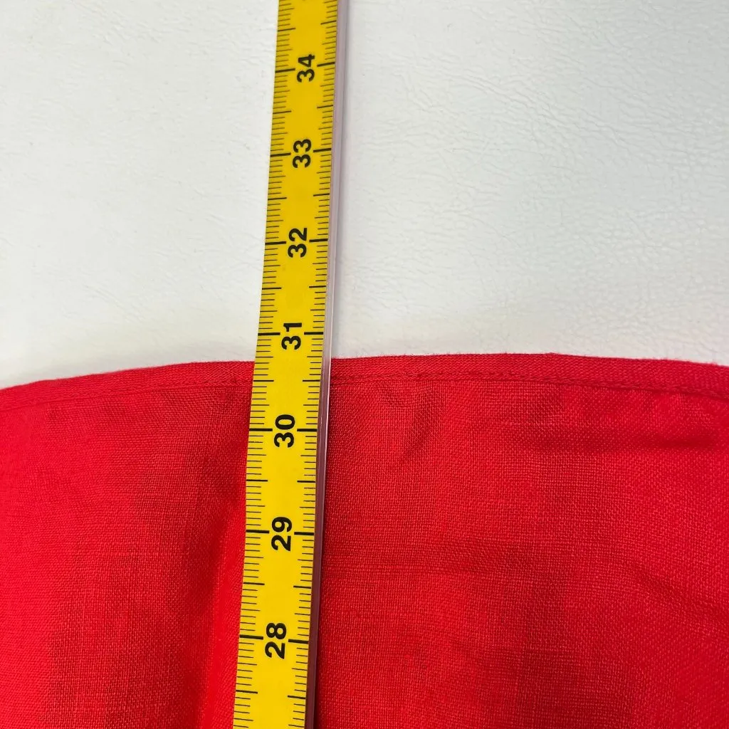 NWOT Farm Rio Red Mixed Buttons Linen Midi Skirt Elastic Waist Size M - Image 14