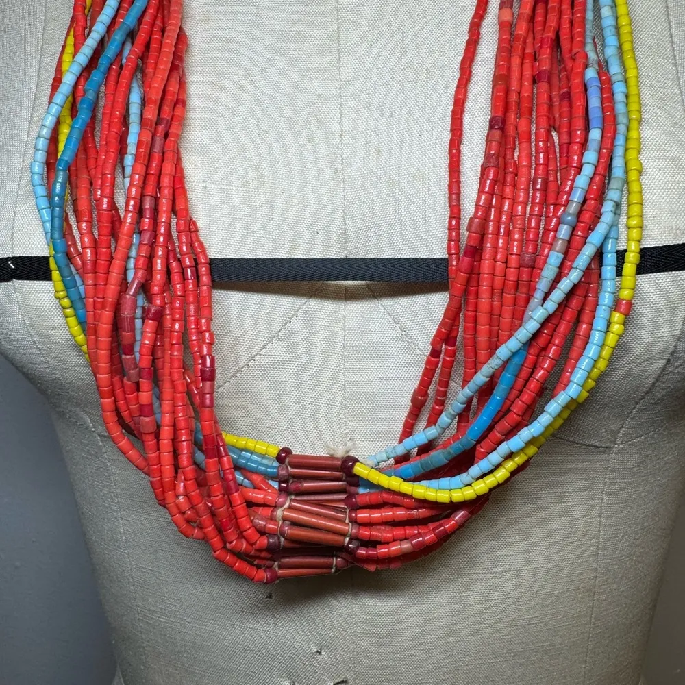 Vintage Fulani African trade beads necklace glass collectible Nigeria Red - Image 6