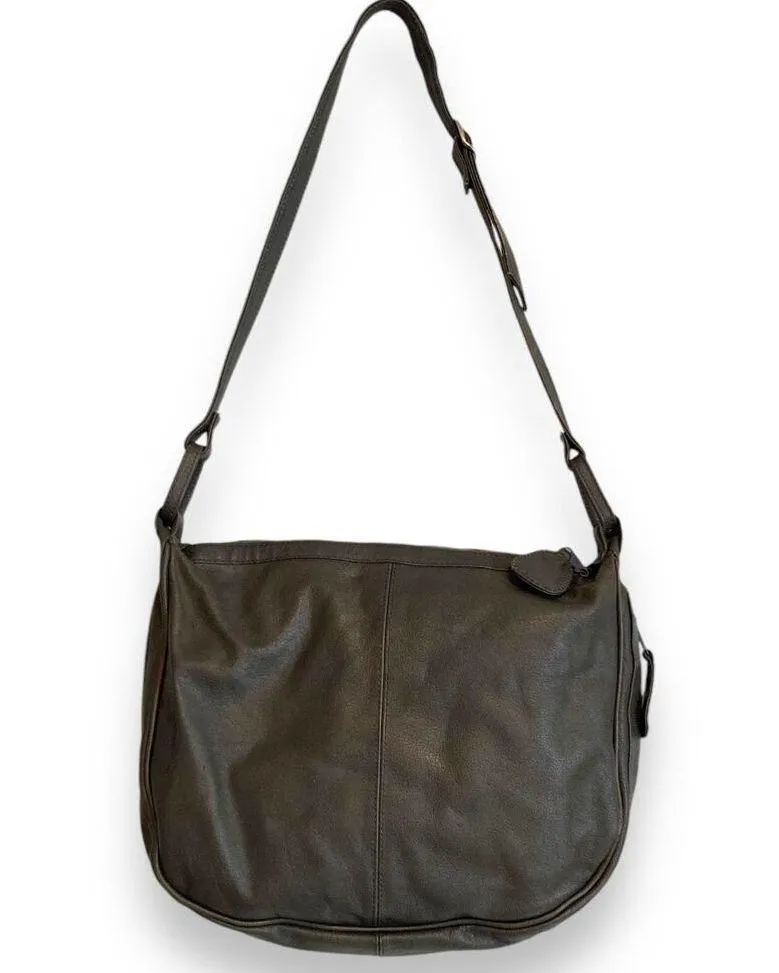 Vintage Dark Olive Green Genuine Brazilian Leather Adjustable Shoulder Purse Bag - Image 2