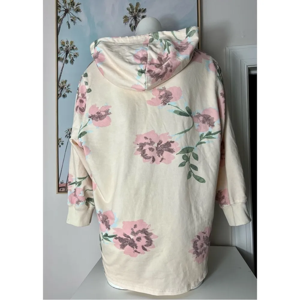 Keren Hart Beige Pink Floral Rose Vintage Tint Pullover Hoodie Plus Size 1X - Image 4