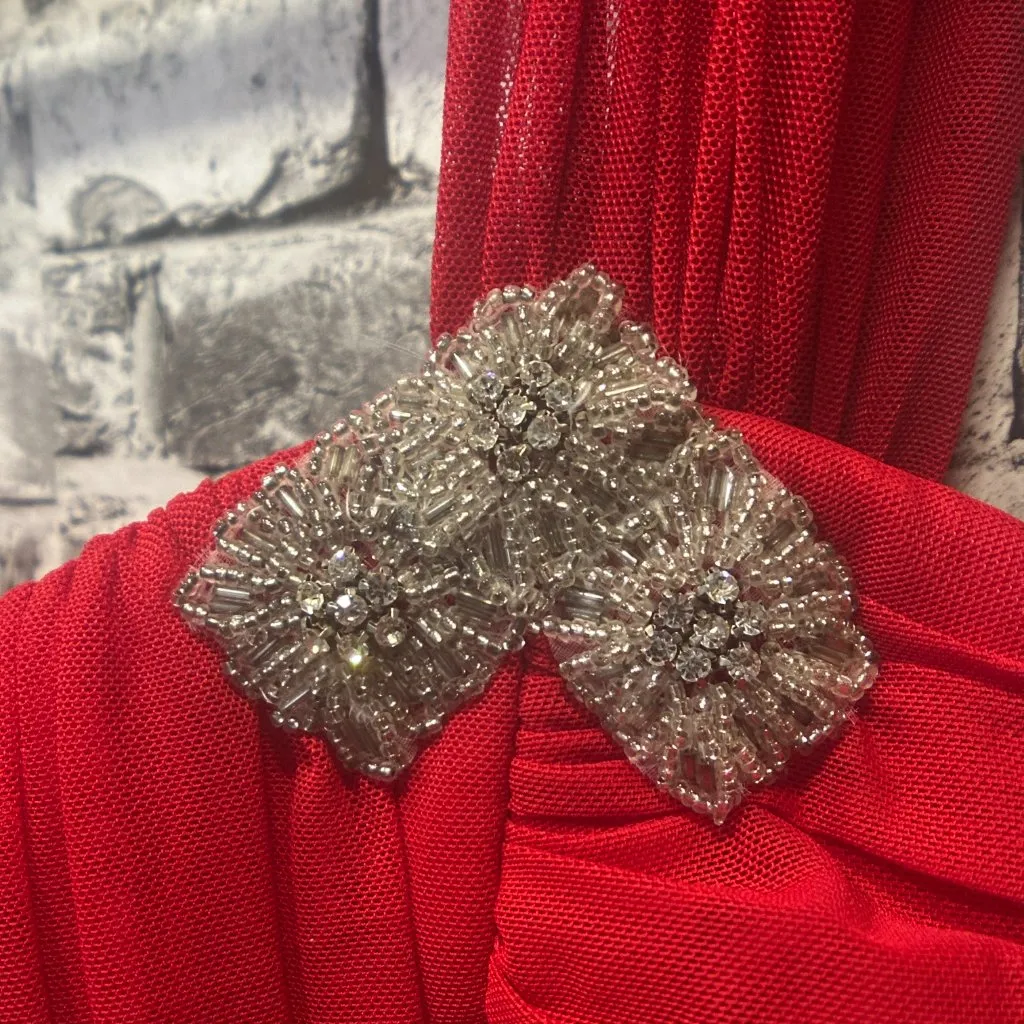 EUC City Triangles Red One Shoulder Mini Dress Size Medium - Image 6