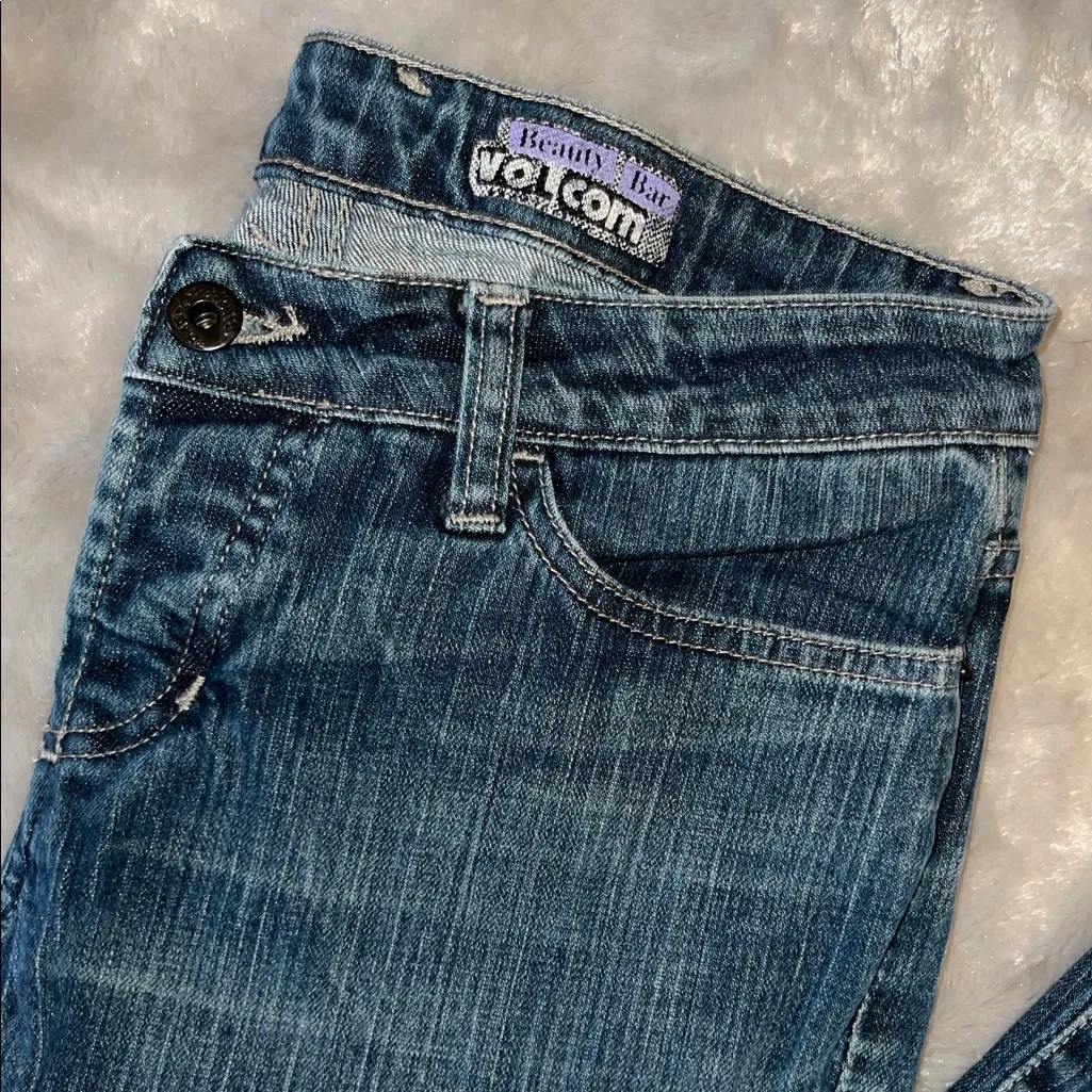 Volcom x Beauty Bar Flare Jeans | Size 5 | Dark Wash | Y2K Streetwear - Image 4