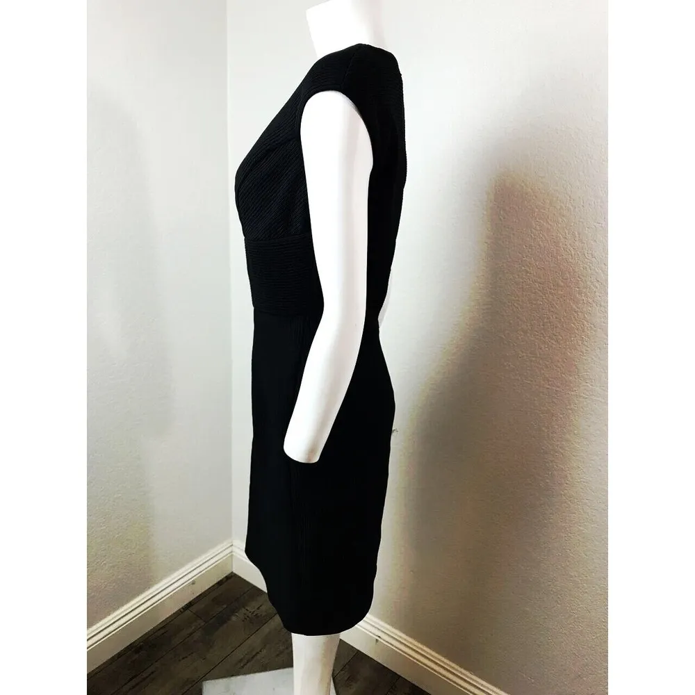 AMERICAN LIVING Formal Dress Bandage Sz 4 Black $79 Black Faux Wrap Bodycon - Image 3