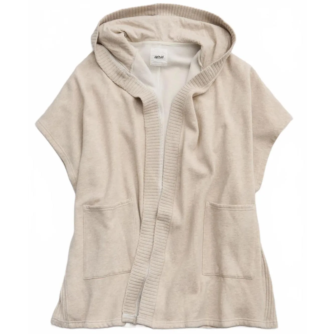 AE Aerie Hooded Fleece Cape American Eagle NWT Heather Frost Size L/XL - Image 3