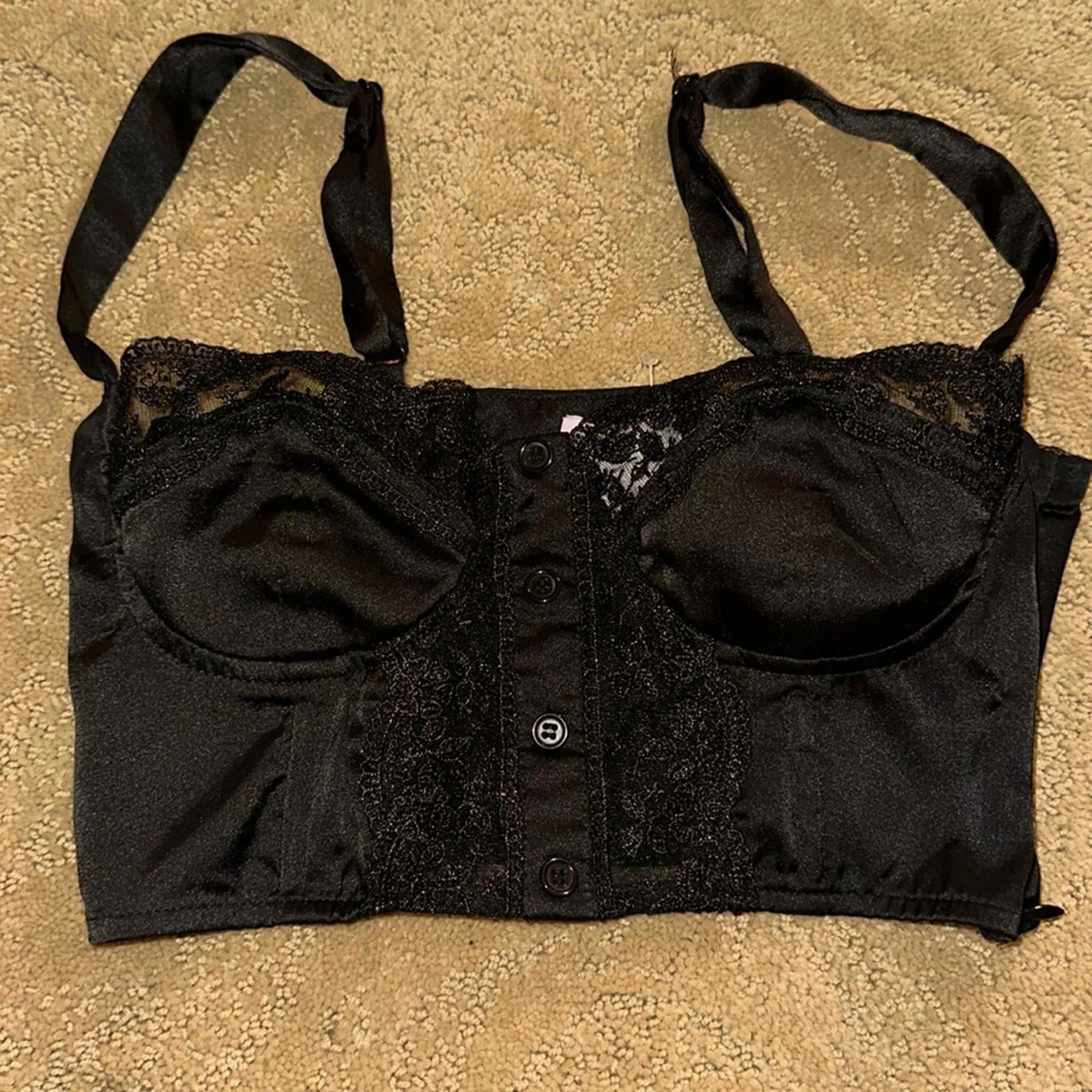 Princess Polly Black Lace Bustier Top Size 0 - Image 2