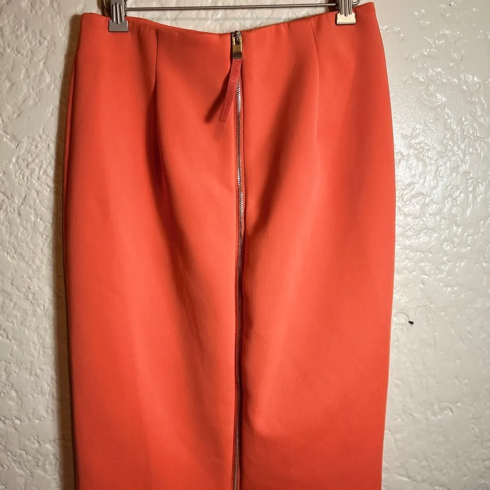 Catherine Maladrino full‎ zipper pencil skirt size 8 coral pink - Image 4