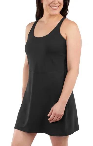 Elle Sport Women's Active Tank Dress Inner Short with Side Pockets
Built in Bra Black - Image 1