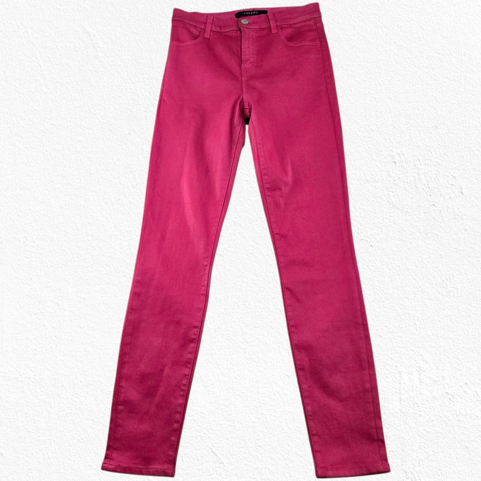 J Brand Alana Pink Coated Skinny Jeans High Rise Crop Metallic Pants Size 25 - Image 3