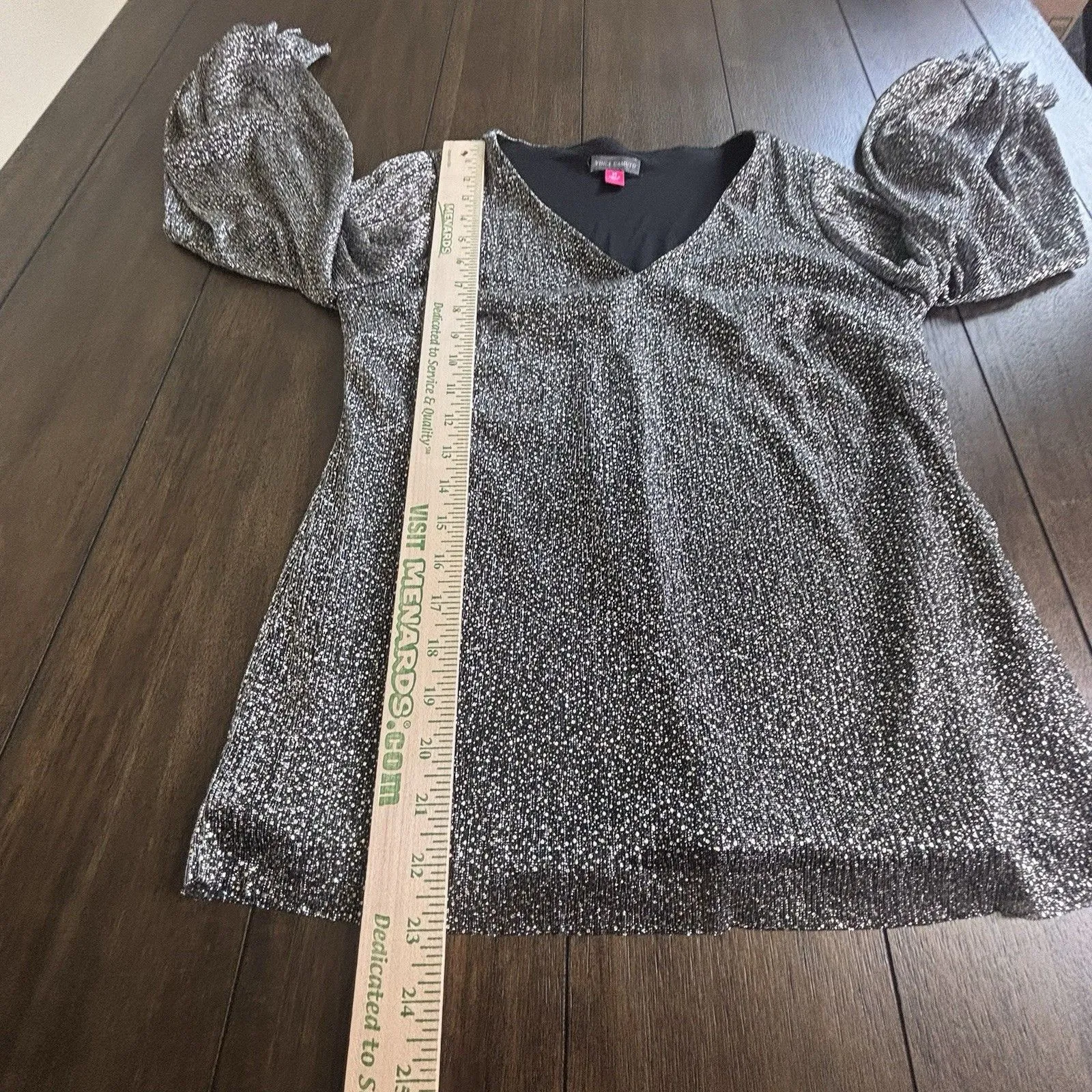 Vince Camuto Women's V-Neck Long-Sleeve Confetti Ready - Rich Black Size XS $79 - Image 6