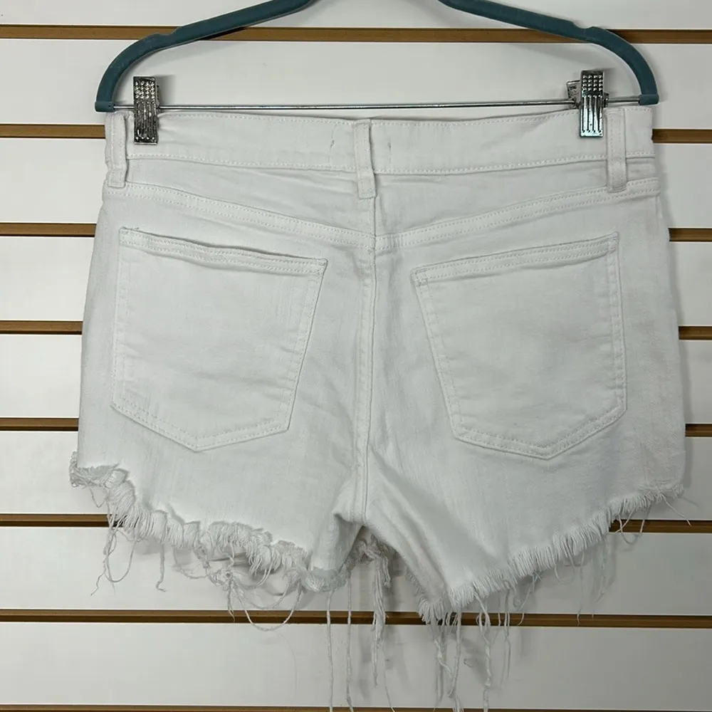 Pistola Sz 30 White High Rise Cut off Denim Shorts Frayed Distressed - Image 3