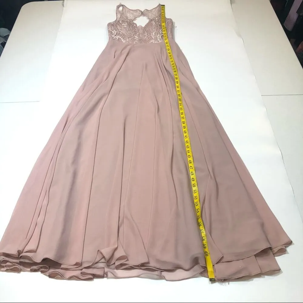 Hayley Paige Chiffon/Lace A-Line Bridesmaid Dress Size 6 - Image 9