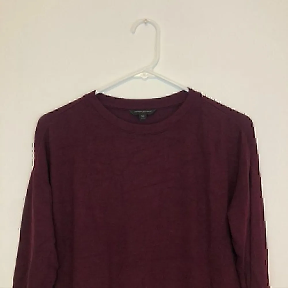 BANANA REPUBLIC Long Sleeve Ruffle Hem Top Burgundy Maroon Wine Red Blouse XS - Image 3