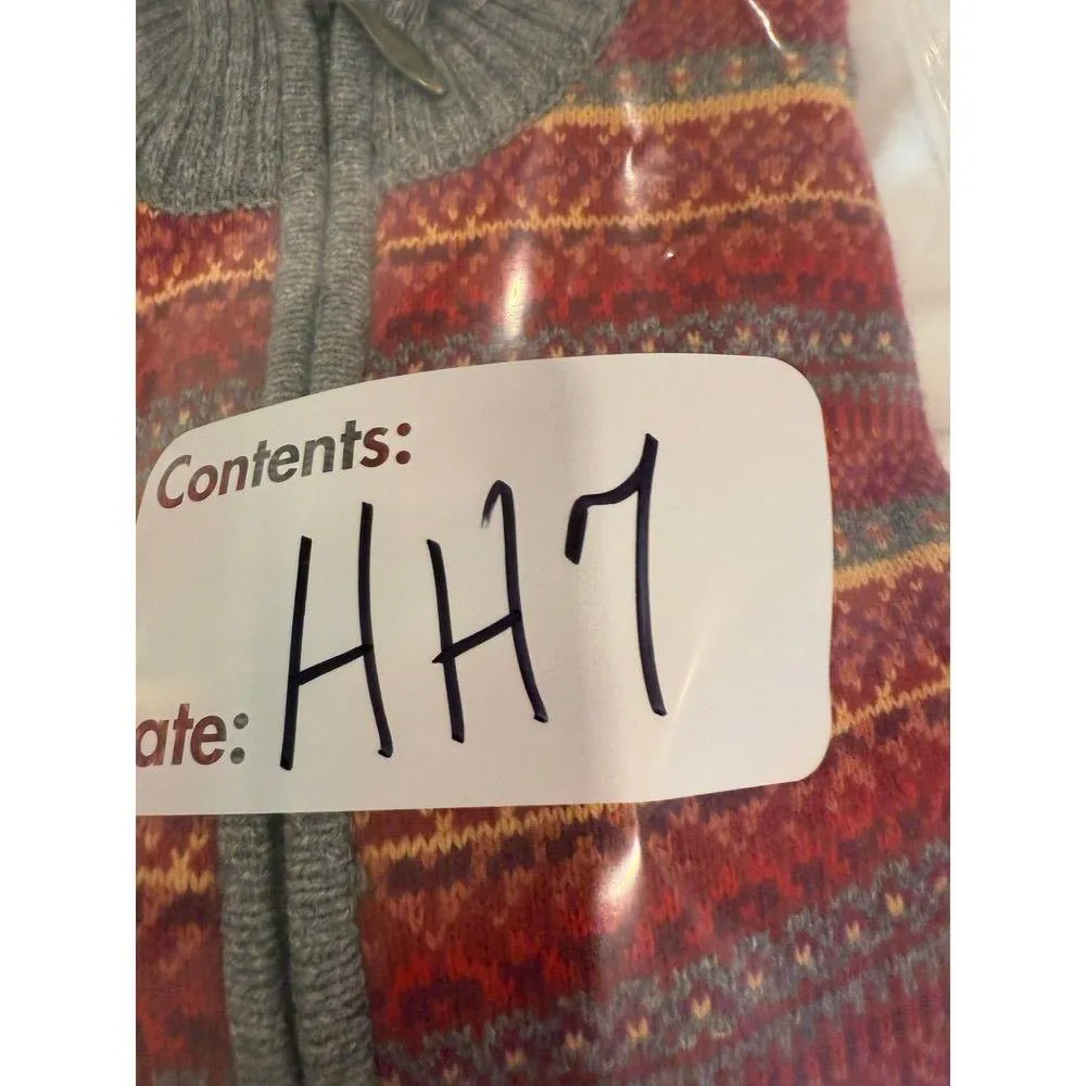 Appleseed's Long Sleeve Aztec Zip Up Cardigan Sweater Gray Red Women's Medium - Image 9