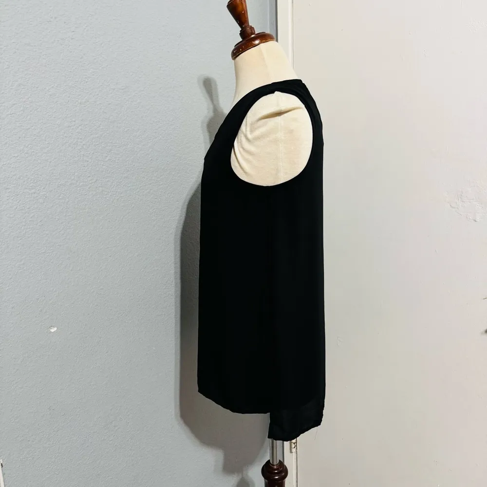 Pleione Women Black Sleeveless Relaxed Business Casual Tank Top‎ Size S Made USA - Image 4