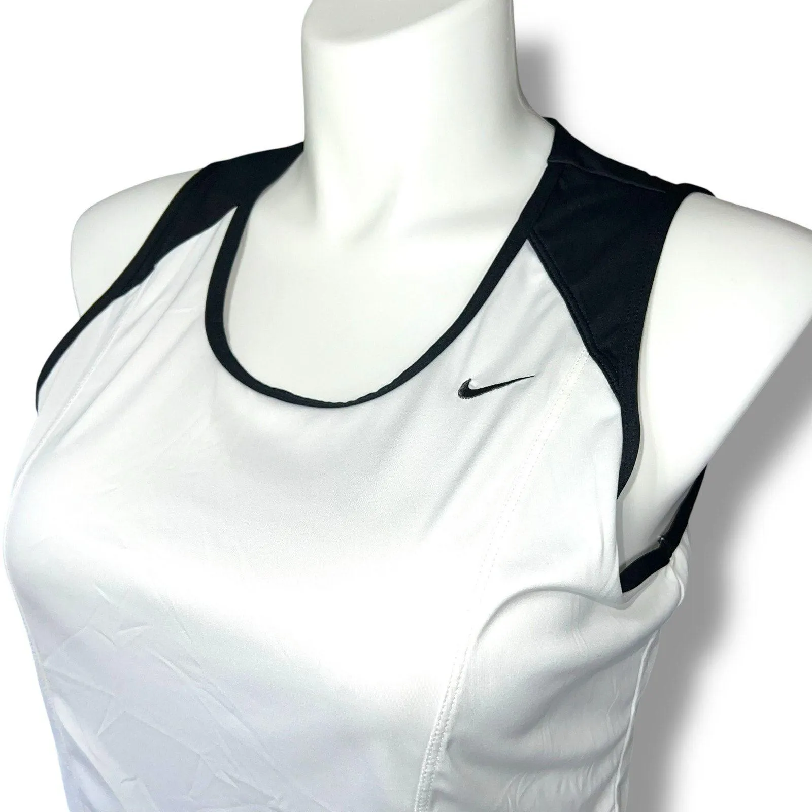 Nike Performance Womens Athletic Tank Top Pullover Sleeveless White Black XL - Image 2