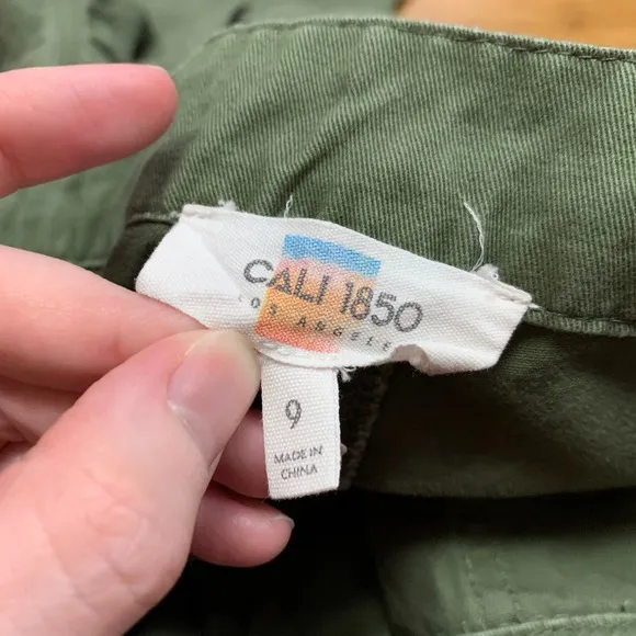 Cali 1850 Olive Green Cargo Pants Womens Size 9 Utility Pockets Casual Straight - Image 5