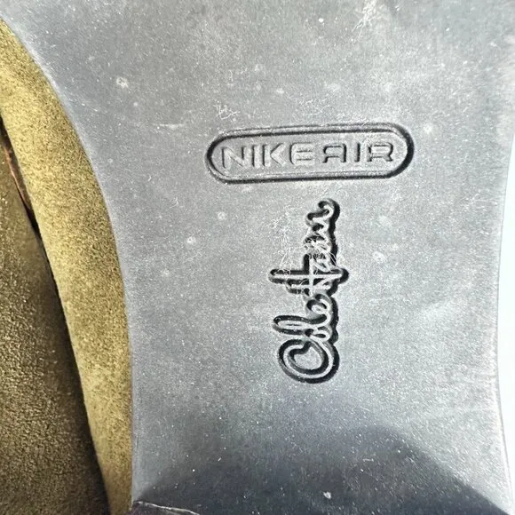 Cole Haan Size 6.5 Olive Green Suede Leather Block‎ Heeled Loafer Dark Academia - Image 2