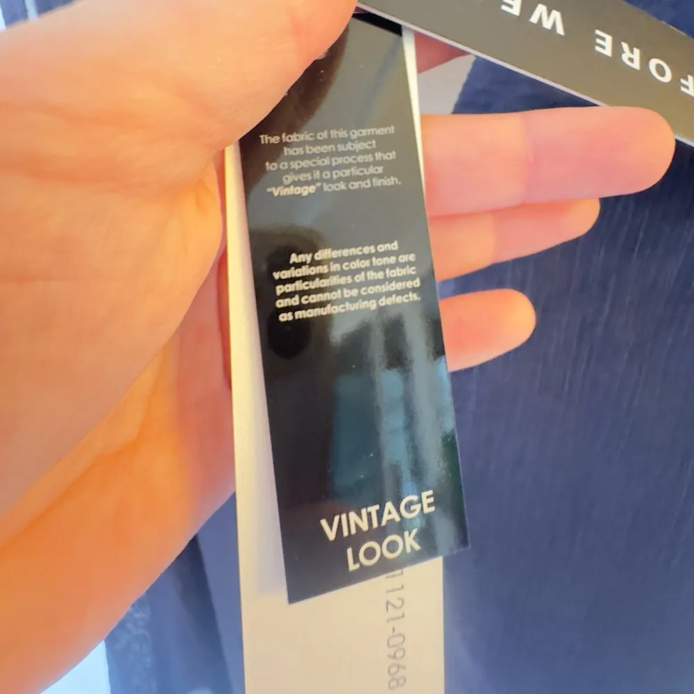 Tribal Jeans Woven Seaport Navy V Neck Sleeveless Lace Back Tank size medium NWT Blue - Image 6