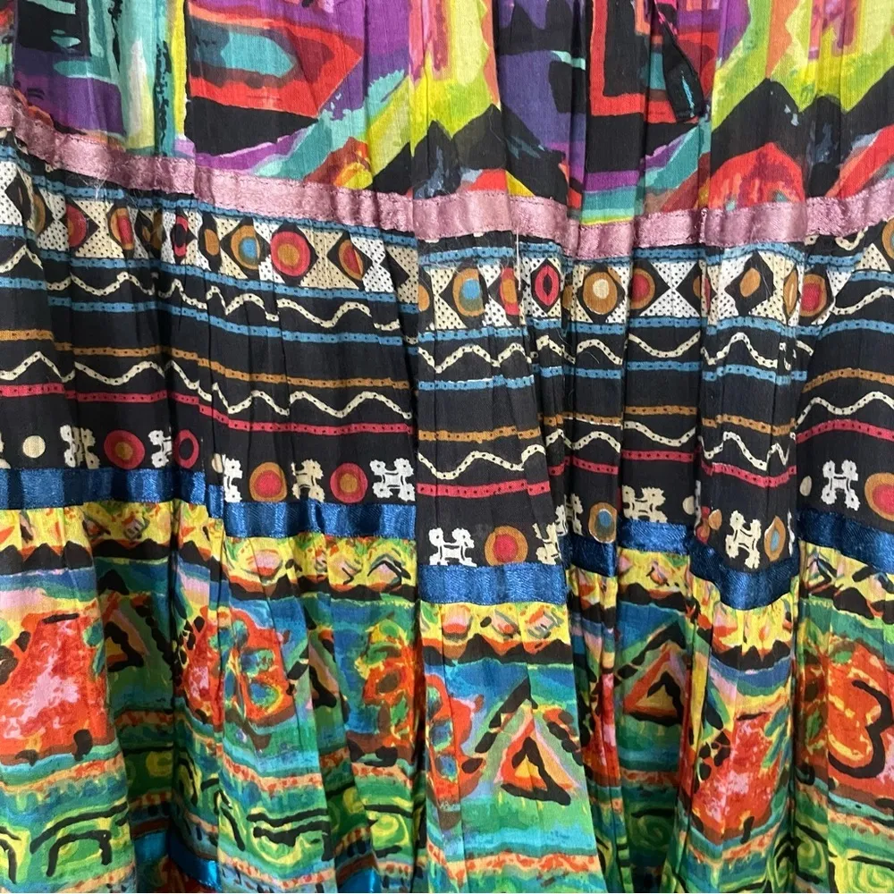 Travelsmith Sz Medium Funky Gypsy Colorful Cotton Boho Skirt Lagenook Art - Image 10