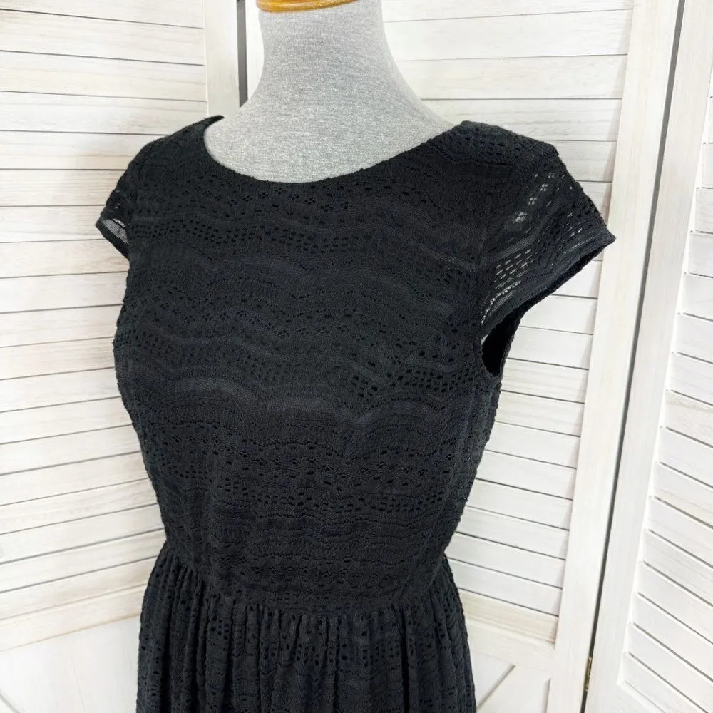 Leslie Fay Lace Dress‎ Black 10 Skater Blouson Knee - Image 5