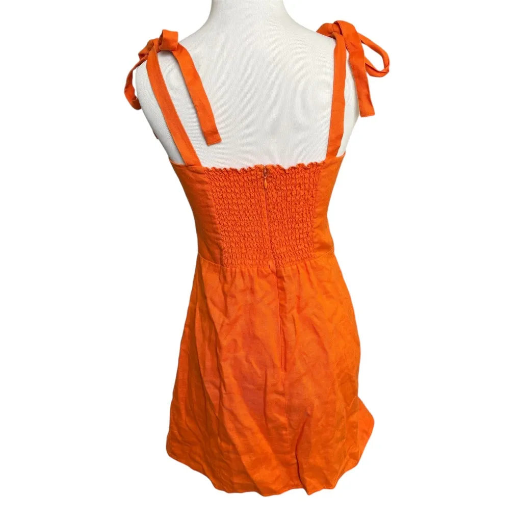 Reformation Pearson Linen Dress, Citrus Orange - Image 3