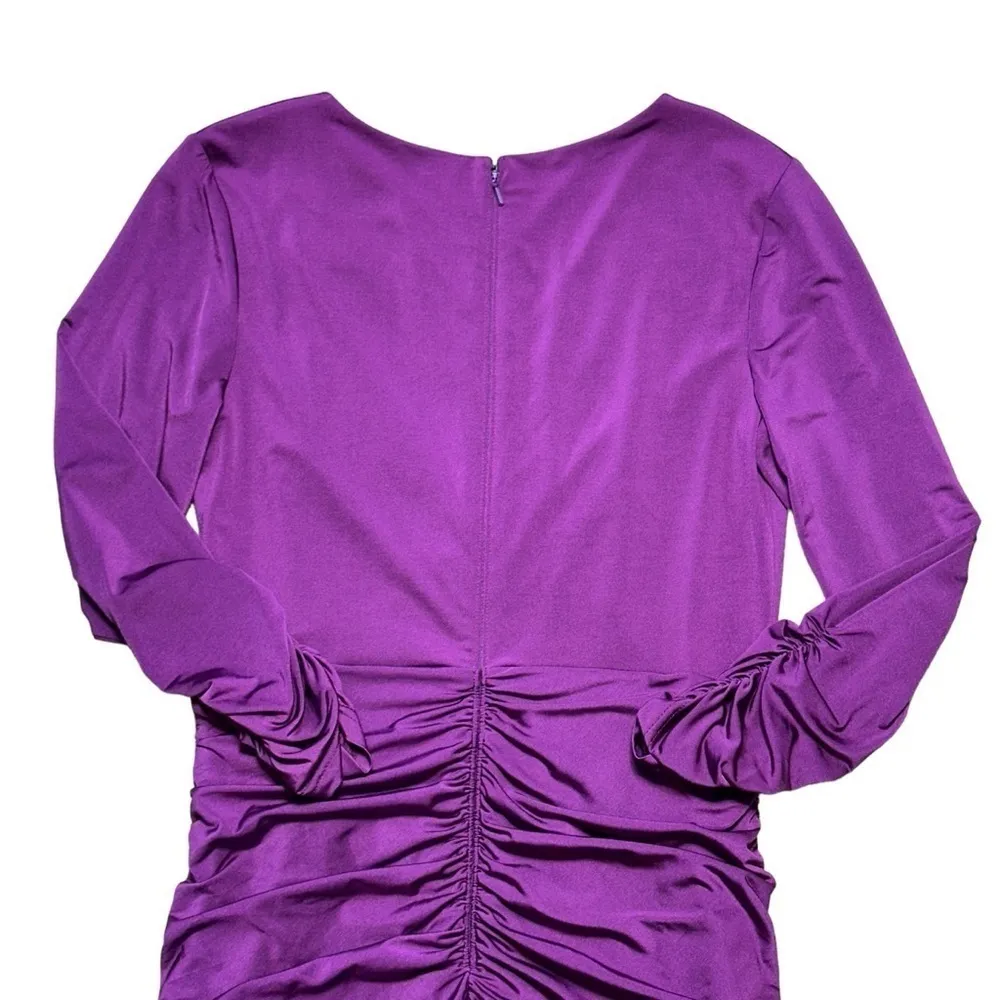 Tadashi Shoji Plum Purple Ruched Cocktail Mini Dress US M - Image 8