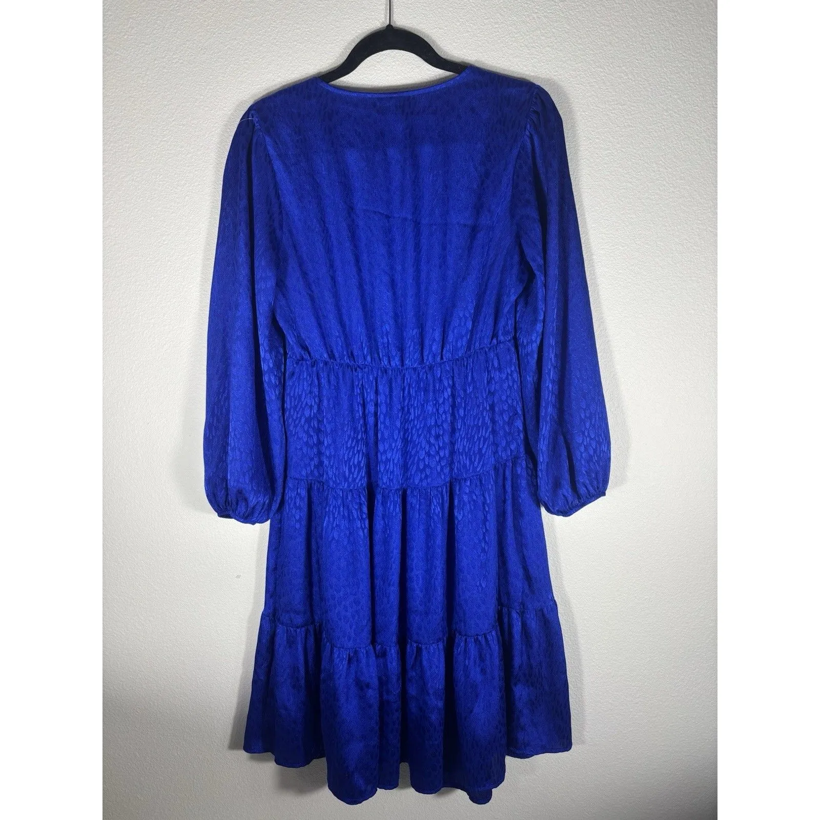 Kate And Lily Royal Blue Boho Casual Puffer Sleeve Tiered Midi Dress Size 8 - Image 8