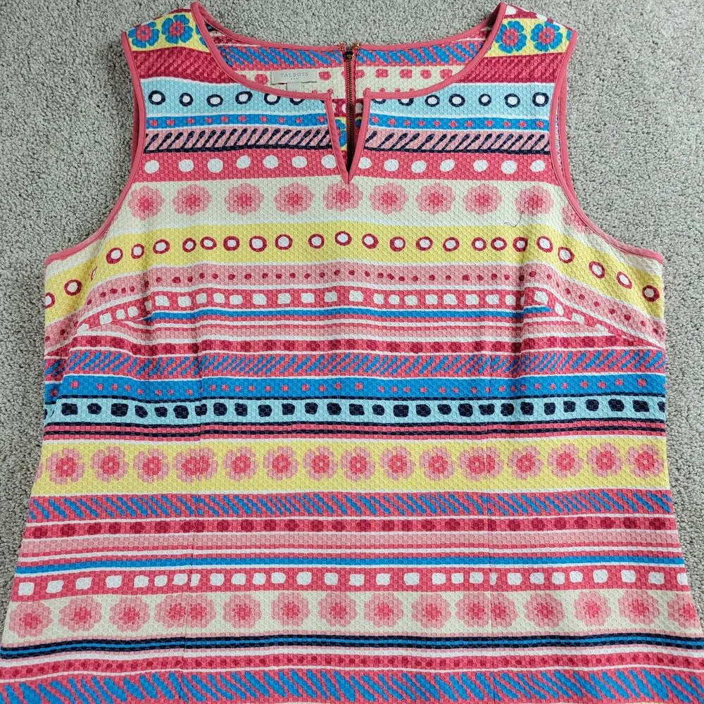 Talbots Dress 14 Pastel Textured Striped Floral Sleeveless Midi Easter Sprint - Image 16