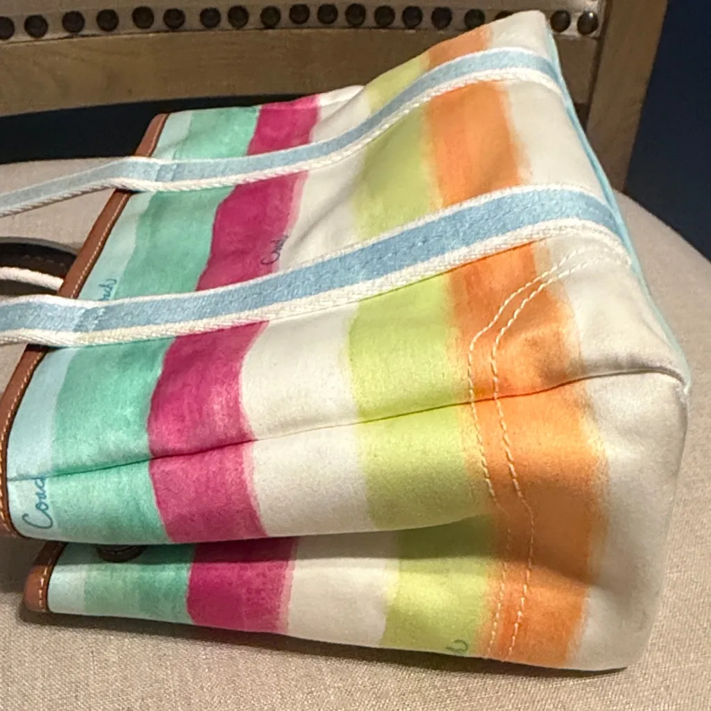 Vintage Coach Hampton Striped Watercolor Tote - Image 15