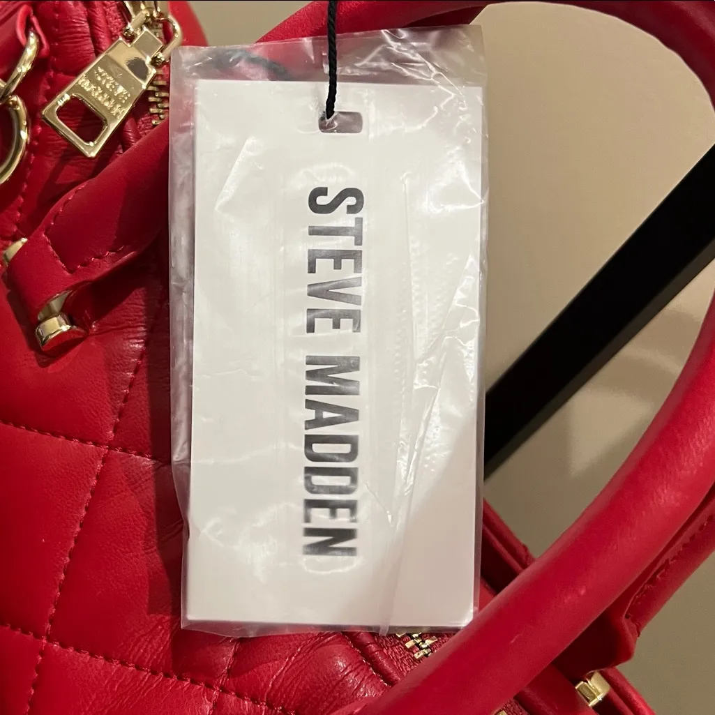 Steve Madden | “Chevy Red” Quilted Satchel w/ Crossbody and Bag Charms - Image 2