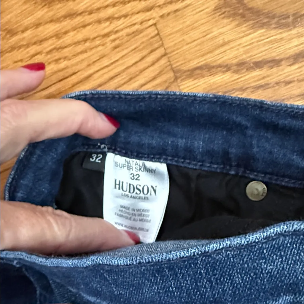 Hudson Natalie Mid Rise Ankle Super Skinny Jeans Dark Wash Size 32 - Image 7