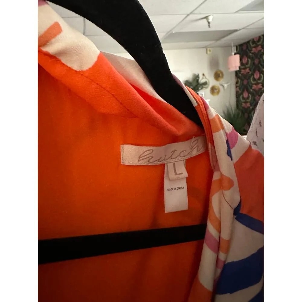 Hutch Floral Sleeveless Verona Wrap Midi Dress Orange Size Large - Image 8