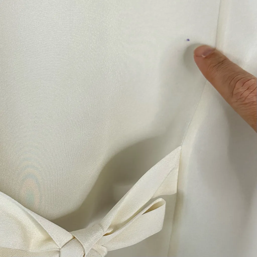 Vintage 90s Ivory Lace Vest Sz L (14) Button Sheer Tie Back Grandma Cottage Soft - Image 8