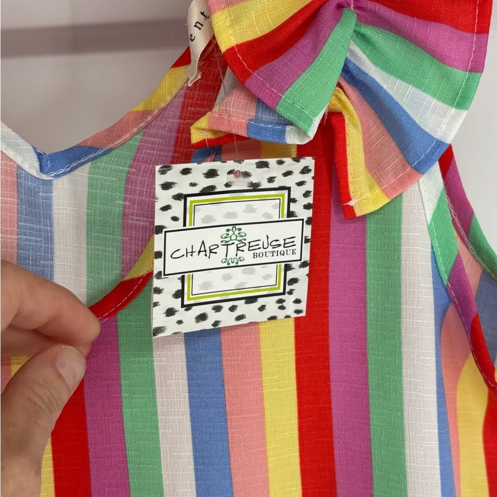NWT Entro Rainbow Stripe Sleeveless Cabana Top - Image 7