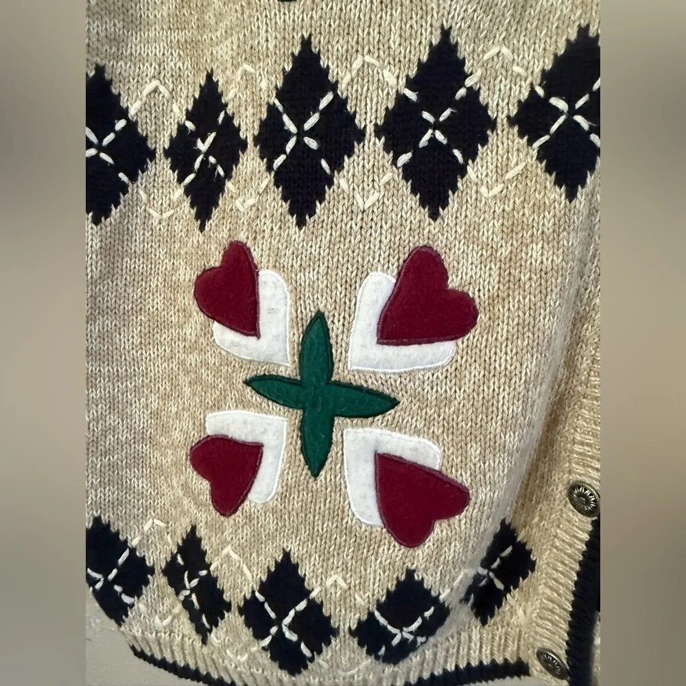 Vintage Christopher & Banks Vest Womens Sz XL Hand Embroidered Bunny Granny - Image 5