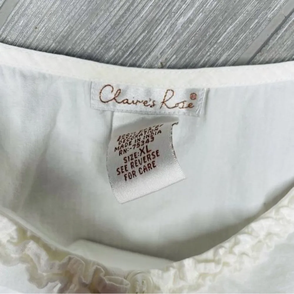 Claire's rose 100 percent cotton dress/ long shirt embroidered rose detail tank Pink Size XL - Image 3