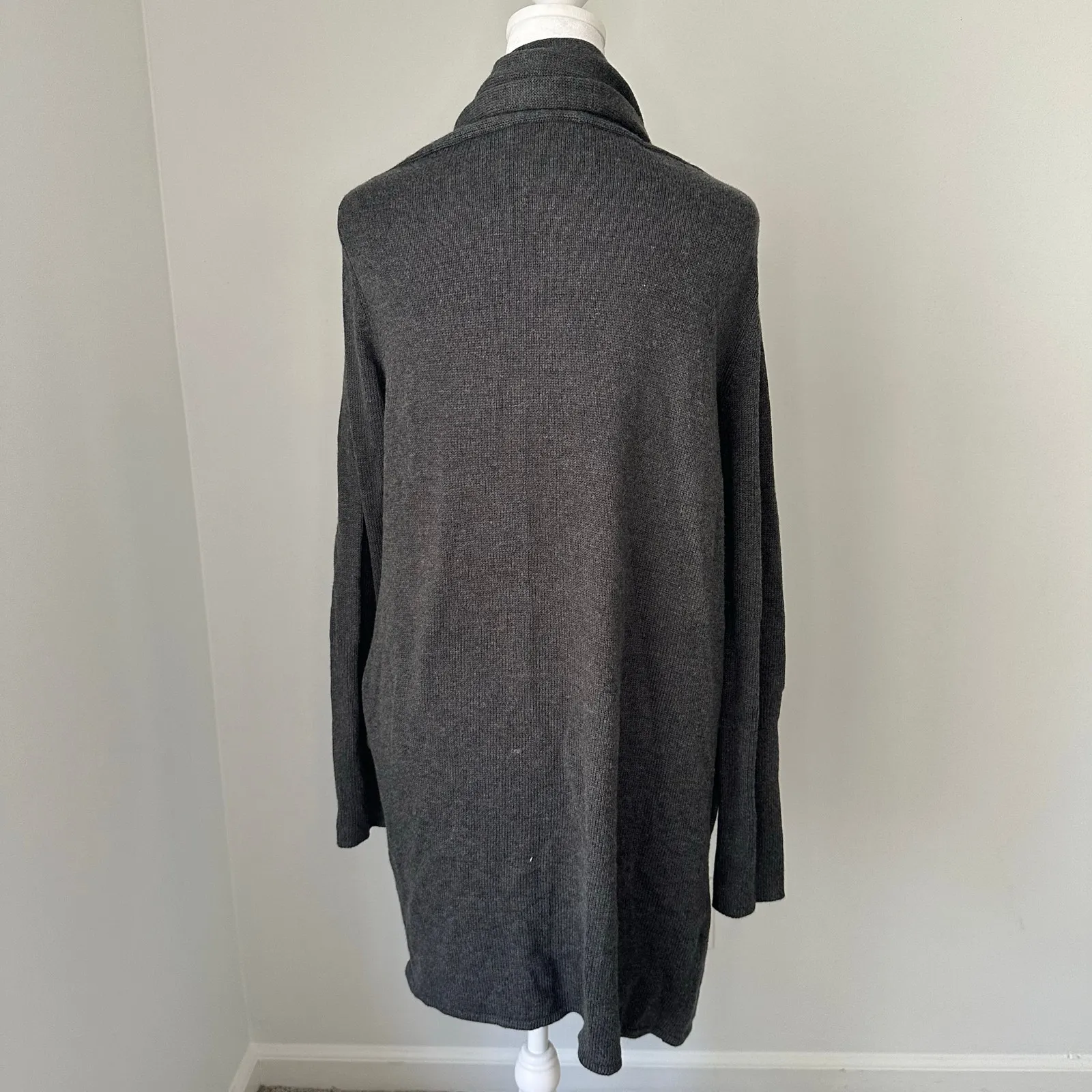 Leith dark gray open-front knit cardigan sweater size L - Image 4