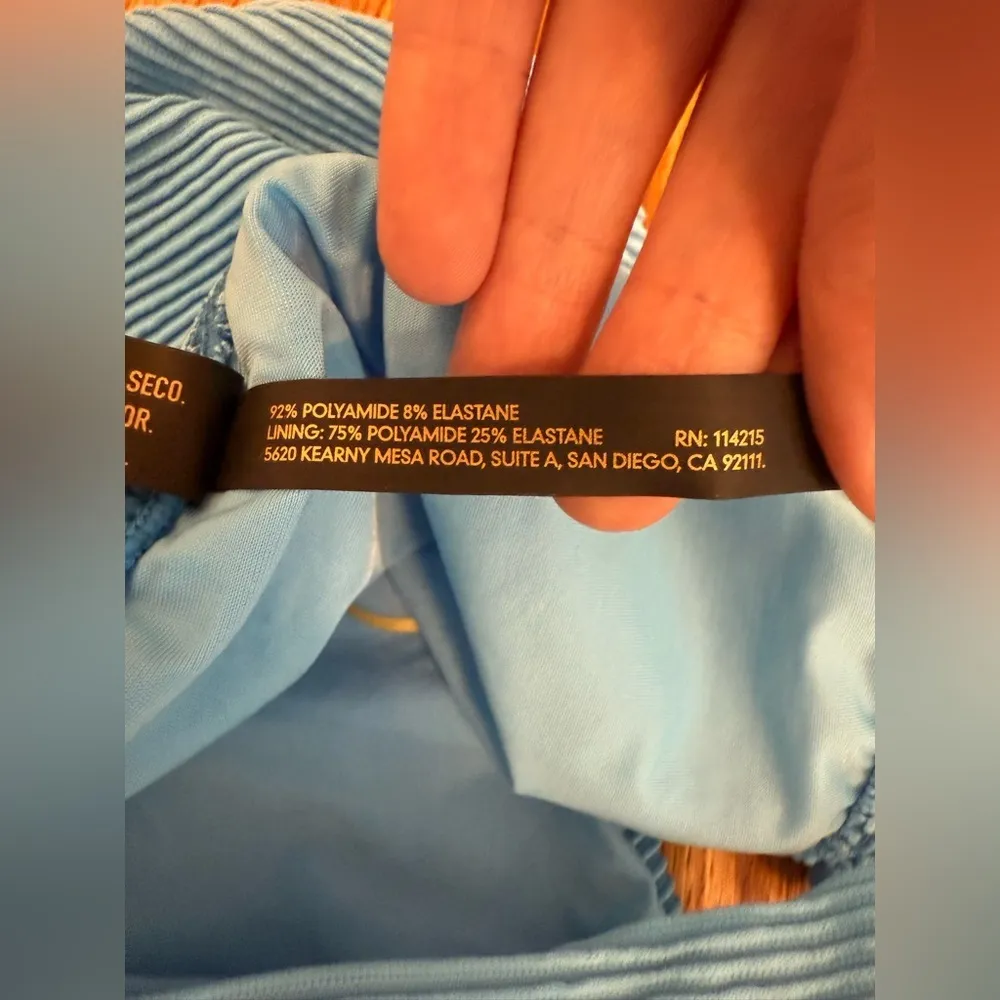 ViX Paula Hermanny Kayla Side Tie Ribbed Blue Bikini Bottoms Size M - Image 8