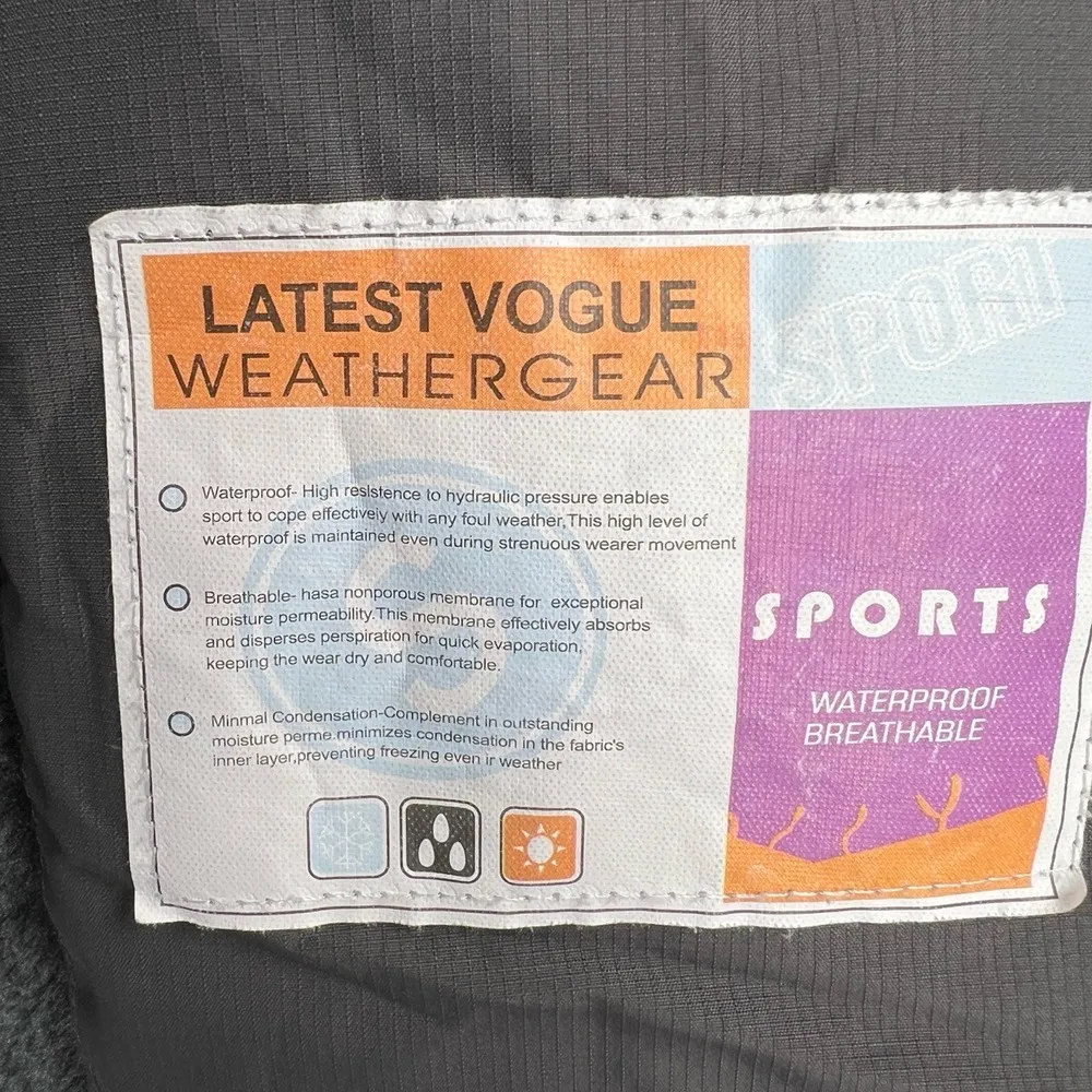 Moerdeng Womens Waterproof Ski Snow Jacket Windbreaker Gray Insulated Zip Med - Image 6