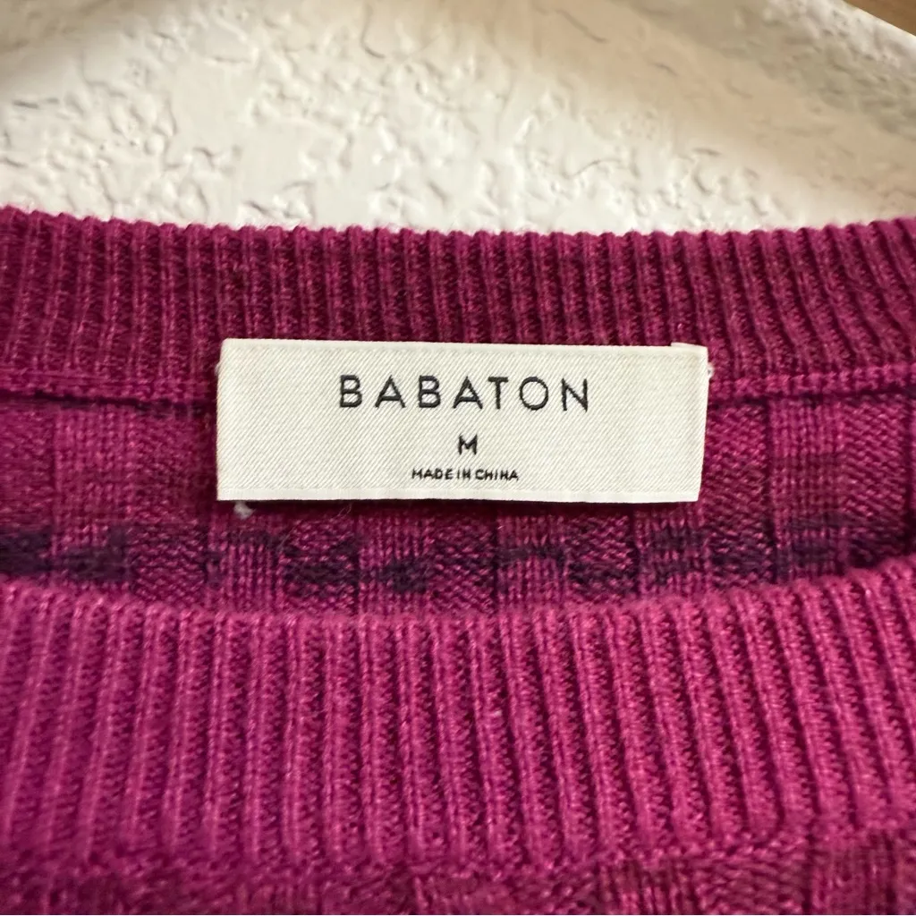 Babaton Nathaniel space dyed striped cropped sweater in raspberry Size M - Image 5