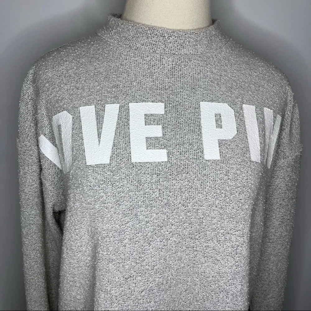 PINK VICTORIA’S SECRET Oversized Textured Oatmeal Beige Sweater XS - Image 2