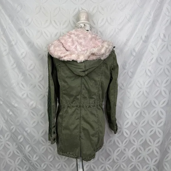 Anthropologie‎ Hei Hei Faux Pink Fur Hooded Utility Jacket Size S - Image 9