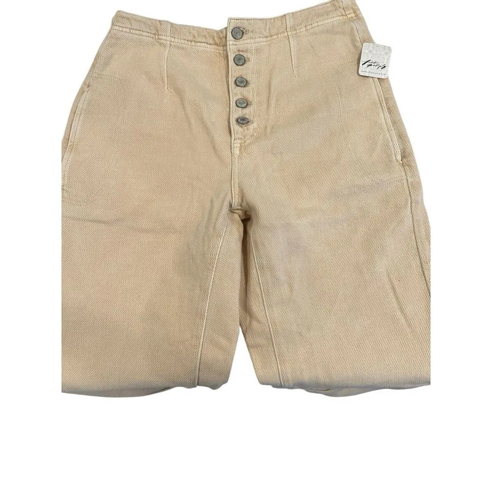 Free People We The Free Osaka Mid Rise Barrel Womens Size 28 NWT Latte Cream‎ - Image 9
