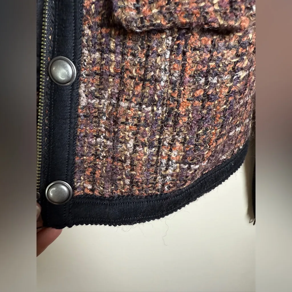Free People  “Coco” Vintage Tweed Wool Fitted Lined Jacket Sz 2 - Image 9