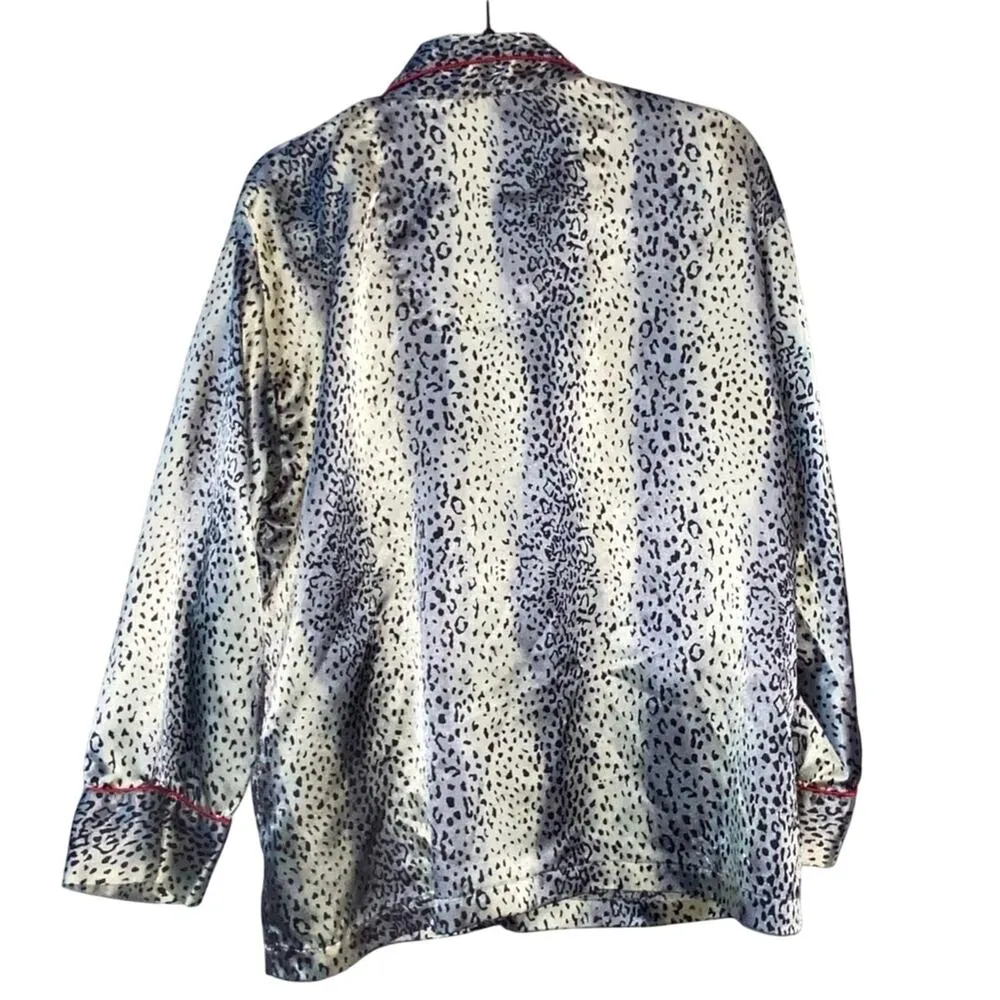Intimates Liz Baker Animal Print Silky Button Up Pajama Top - Image 2