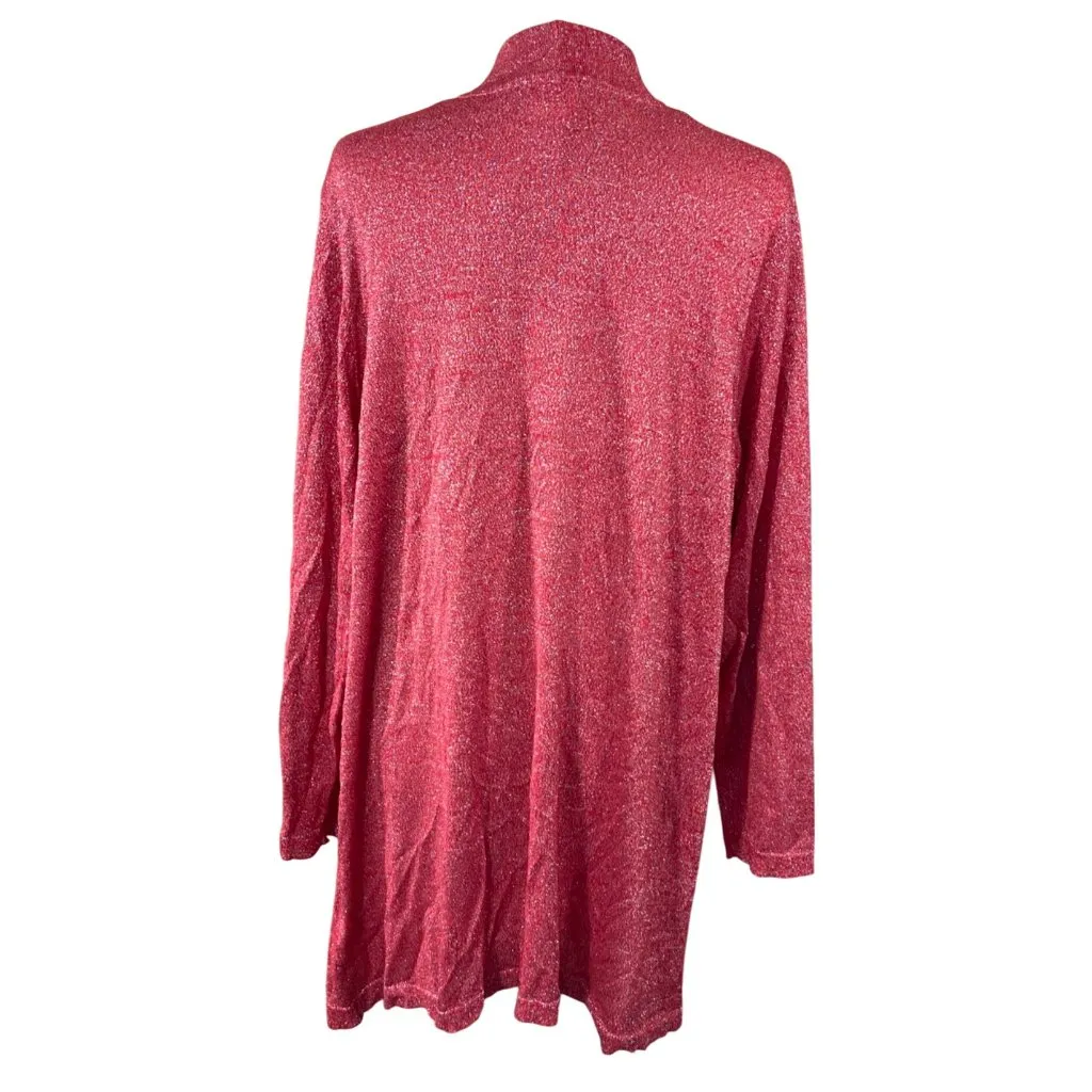 Ruby Rd Woman Sparkle Red Cardigan Sweater Size 2X Open Front Longline - Image 3