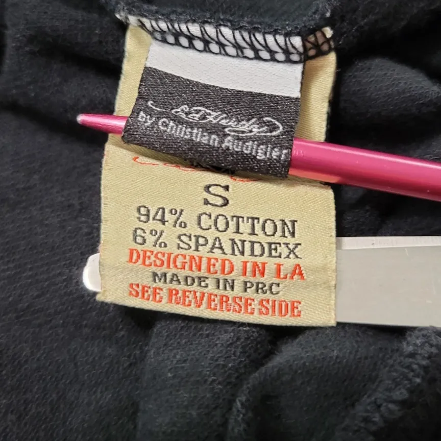 Y2k Vintage Ed Hardy Sweatshirt Small Zip Up Hoodie NYC Skull Eagle Snake Fading Faded Discoloration - Image 16