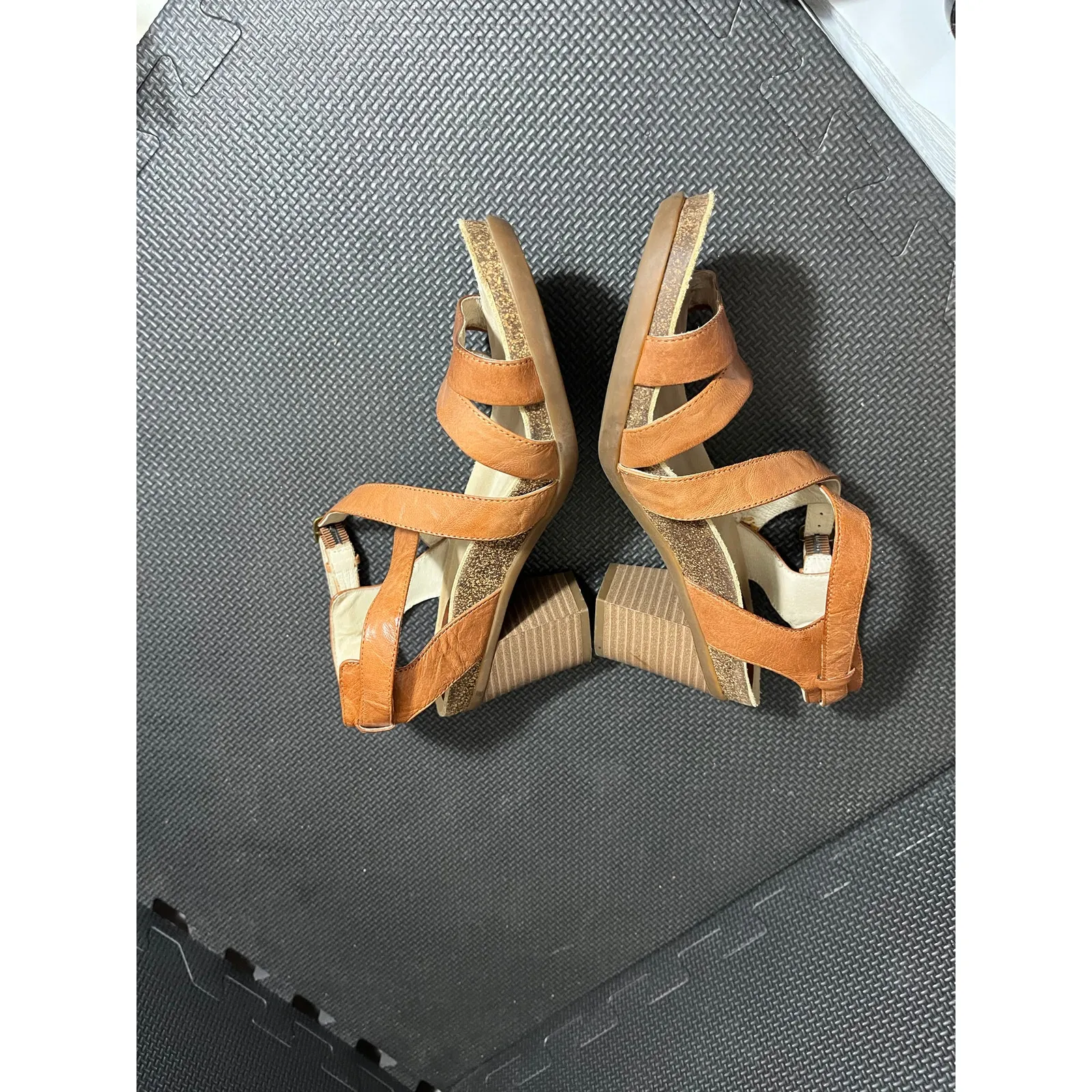 Abeo Biana Shoes Womens Size 8N Brown Leather Block Heel Strappy Sandals Comfort - Image 3