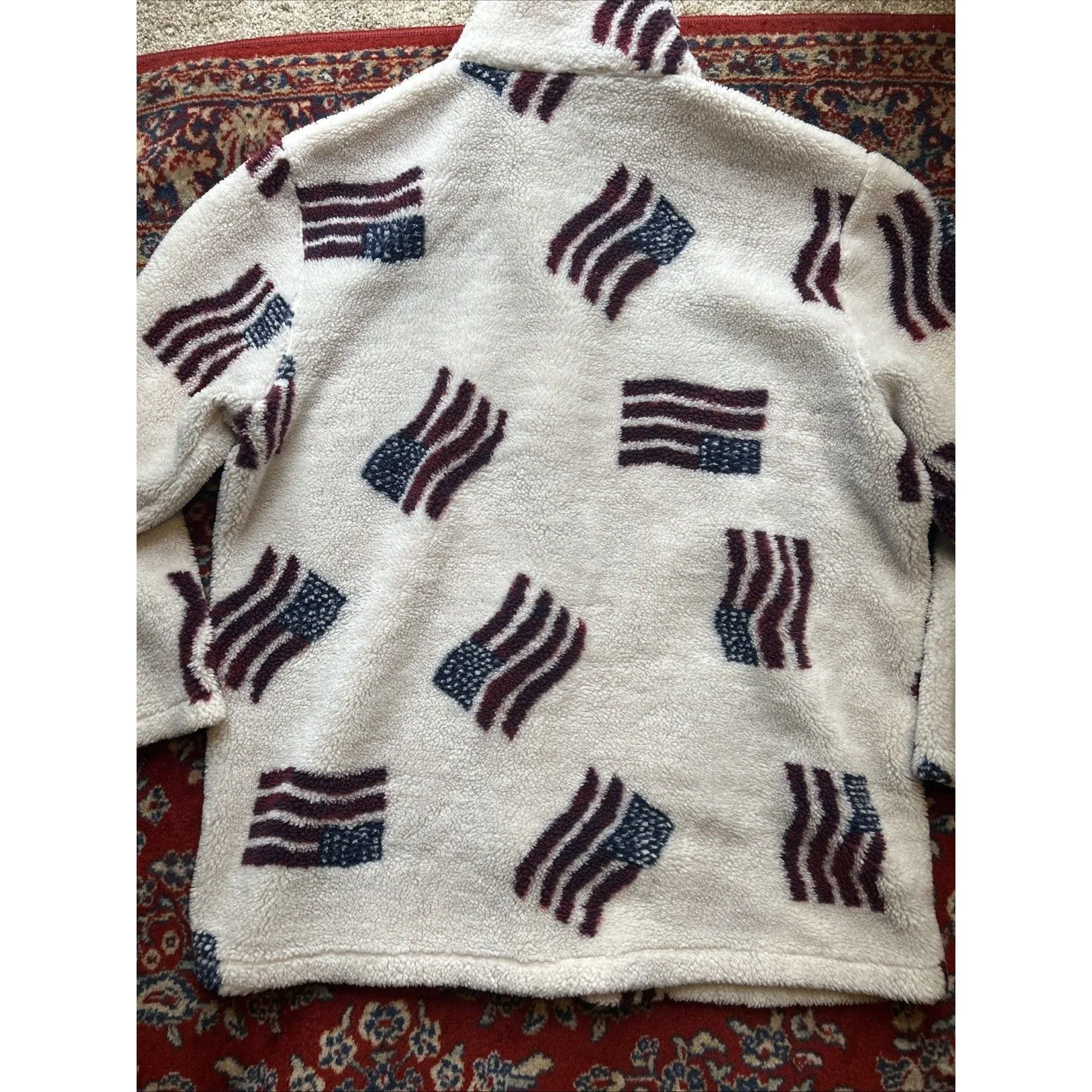 Quacker Factory 1X American Flag 4th of July USA Cardigan Sweater Fleece - Image 4