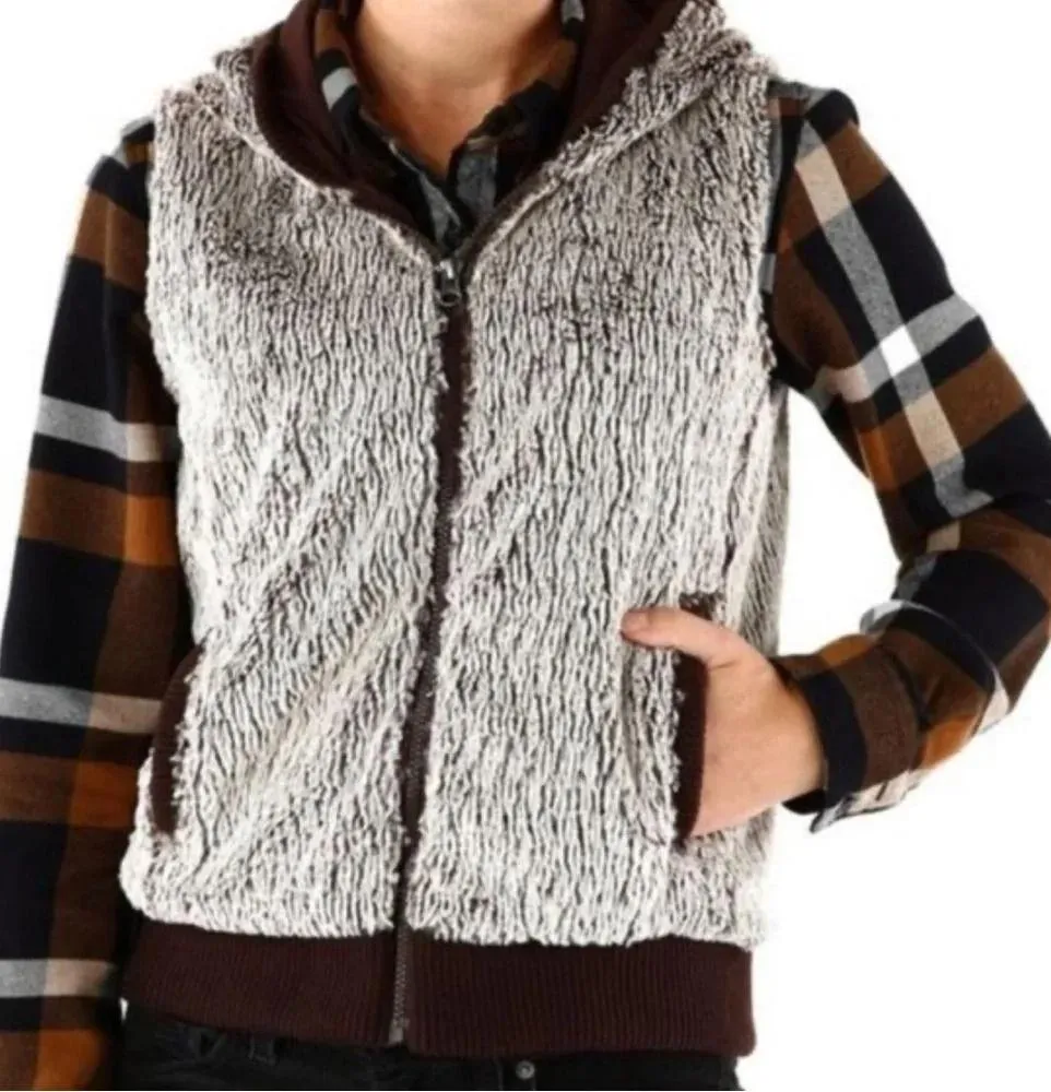 Patagonia Women’s Conejo Vest Hooded Fleece Fuzzy Full Zip in Java Brown Size S - Image 2